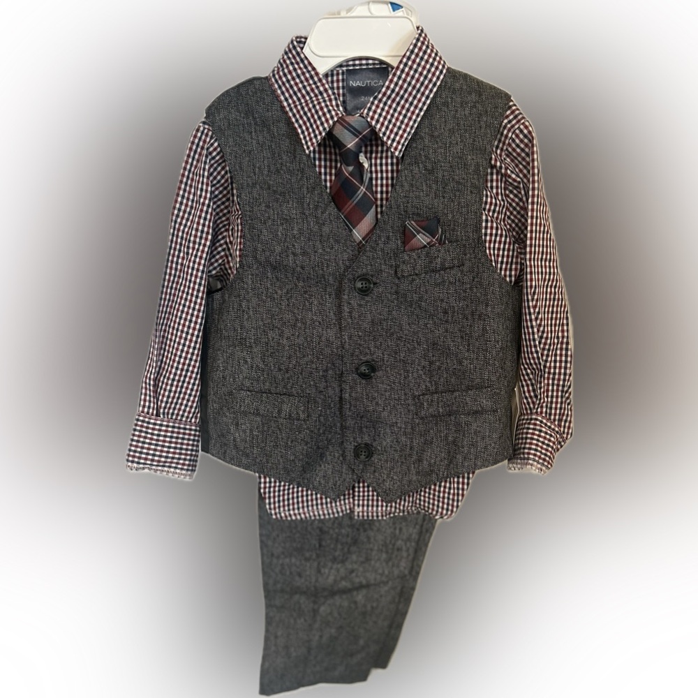Nautica Boys' Plaid Shirt and Tie Set